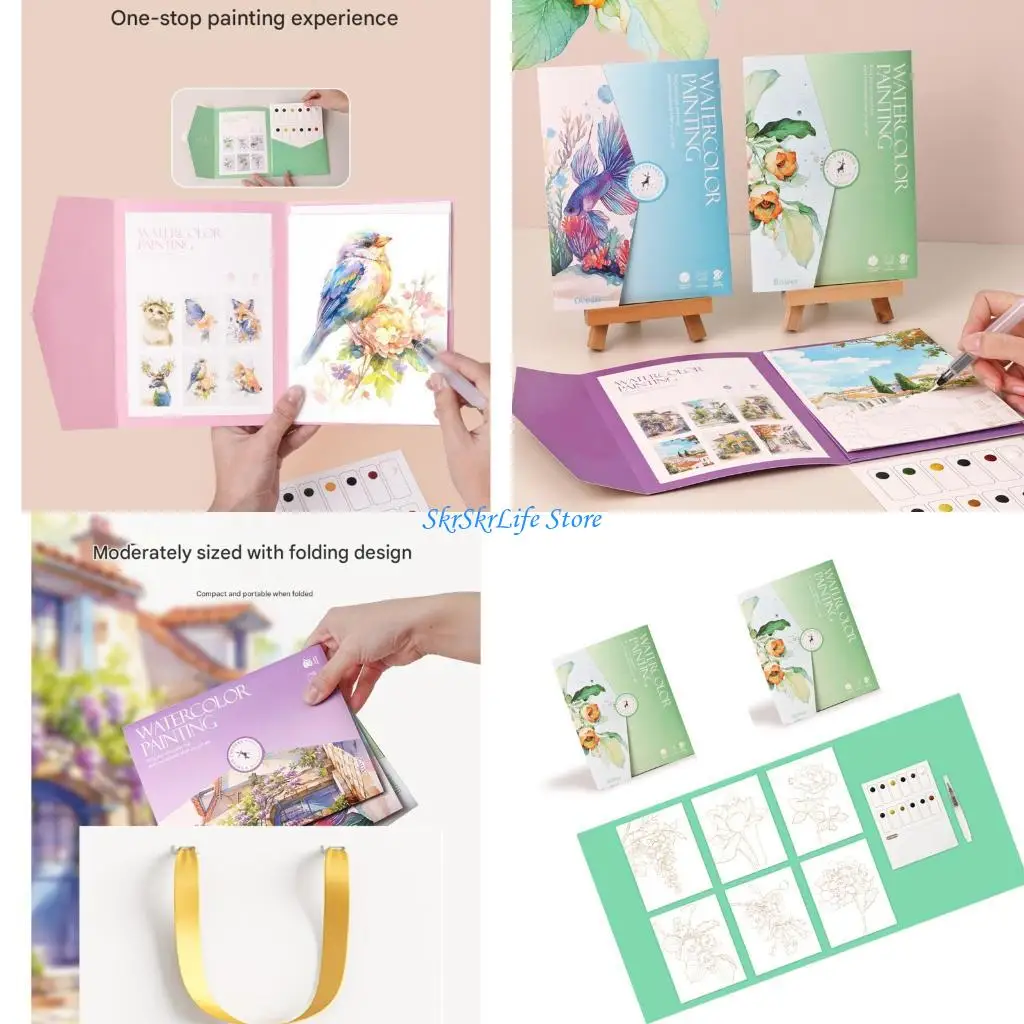 E65E Fun Painting Book For Kid Adult with 12 Color Watercolor Paint Water Brush Pen
E65E Fun Painting Book For Kid Adult with 12 Color Watercolor Paint Water Brush Pen