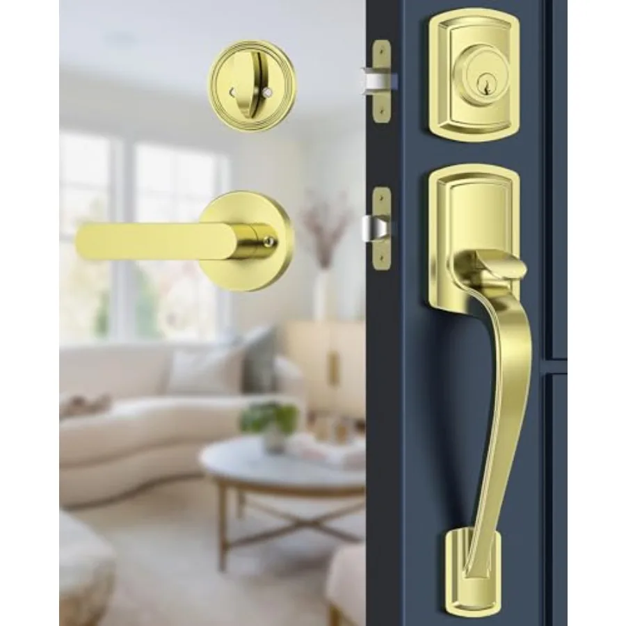 Front Door Handle and Deadbolt Set for Right and Left Handed, Front Door Lock Set with Single Cylinder Deadbolt, Entry Doors Lo
Front Door Handle and Deadbolt Set for Right and Left Handed, Front Door Lock Set with Single Cylinder Deadbolt, Entry Doors Lo