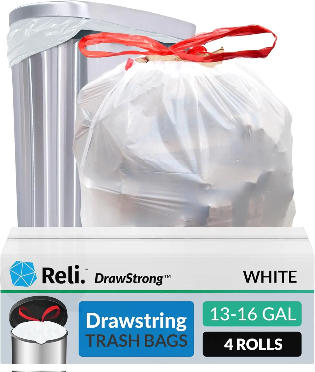 Tall Kitchen Drawstring Trash Bags 13 Gallon, 500 Count Bulk, White Garbage Bags for 13-16 Gal Capacity
Tall Kitchen Drawstring Trash Bags 13 Gallon, 500 Count Bulk, White Garbage Bags for 13-16 Gal Capacity