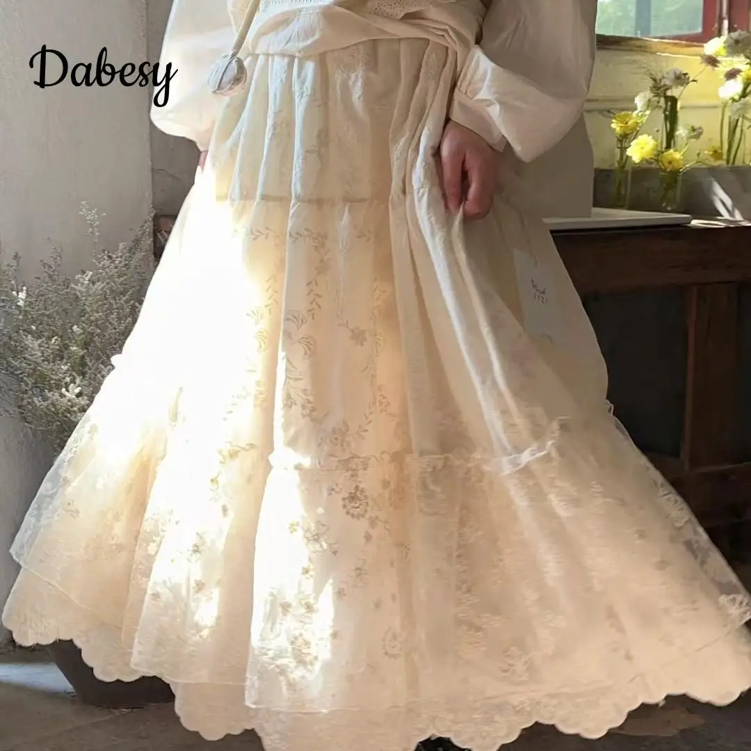Vintage Mori Girl Kawaii Ruffles Lace Embroidery Skirts Women High Waist Pleated Mid Skirts Japanese Fairycore Boho A-Line Skirt
Vintage Mori Girl Kawaii Ruffles Lace Embroidery Skirts Women High Waist Pleated Mid Skirts Japanese Fairycore Boho A-Line Skirt