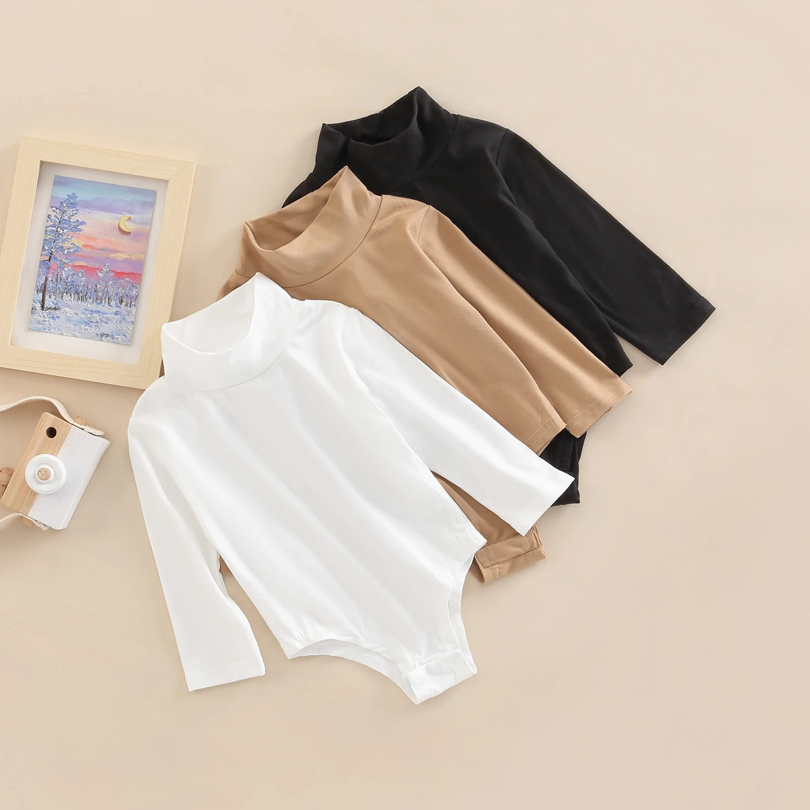 Infant Baby Spring Romper Solid Color Long Sleeve Turtleneck High Stretch Jumpsuit for Boys Girls
Infant Baby Spring Romper Solid Color Long Sleeve Turtleneck High Stretch Jumpsuit for Boys Girls