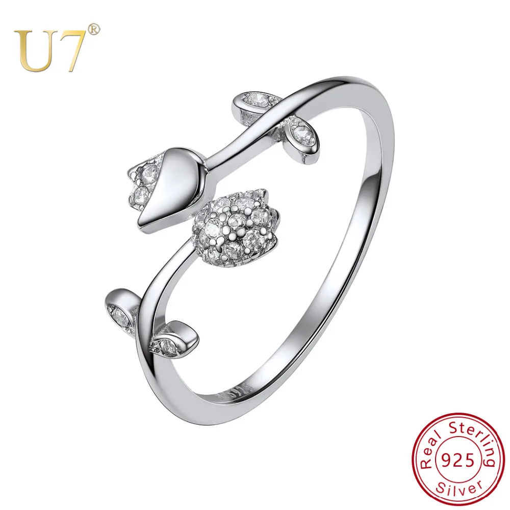 U7 925 Sterling Silver Luxury CZ Rose Flower Finger Ring for Women Girl Engagement Wedding Lover's Gift Open Ring Adjustable
U7 925 Sterling Silver Luxury CZ Rose Flower Finger Ring for Women Girl Engagement Wedding Lover's Gift Open Ring Adjustable