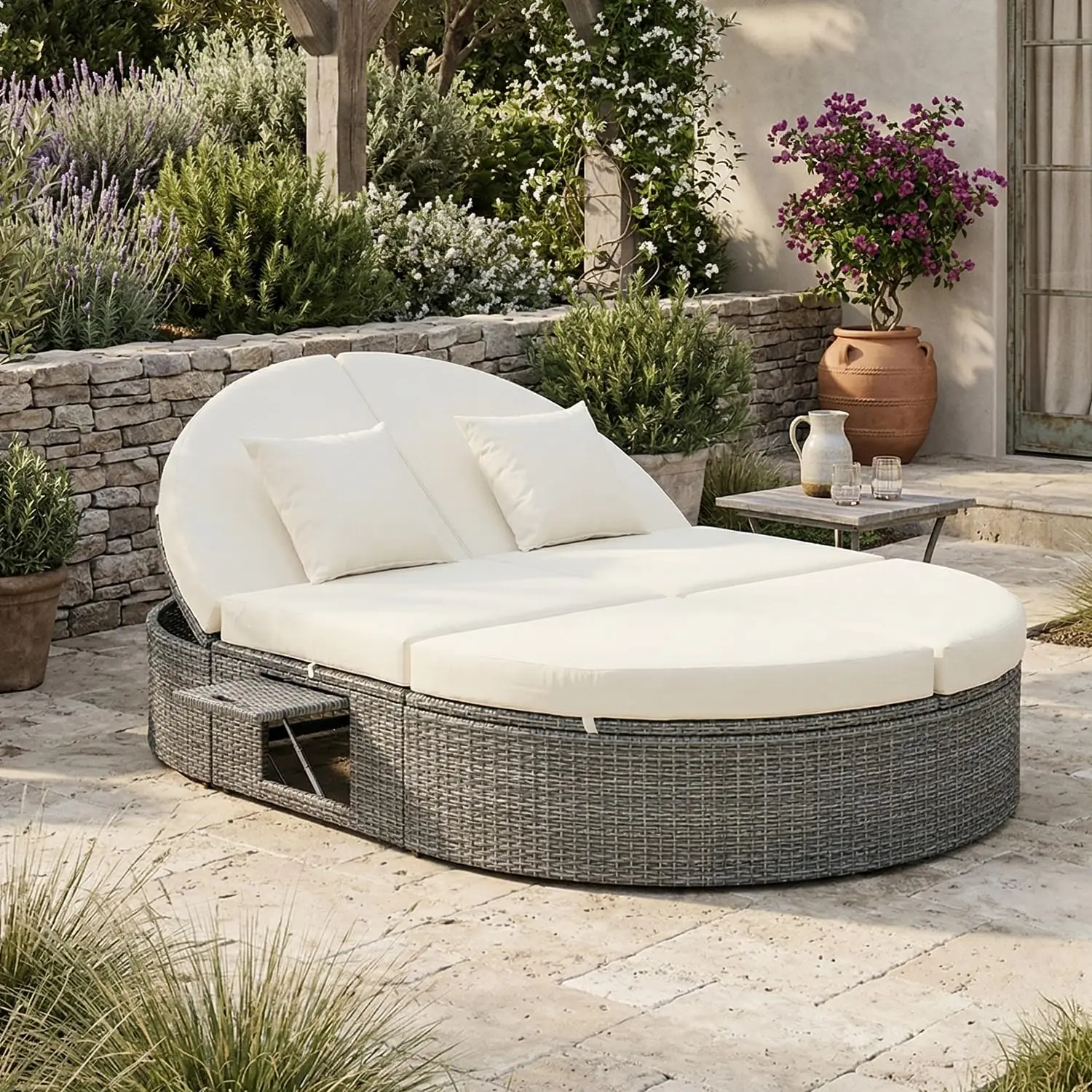 2-Person Outdoor Rattan Daybed Reclining Lounger Adjustable Backrest Foldable Cup Trays Poolside Lawn Patio, Customized
2-Person Outdoor Rattan Daybed Reclining Lounger Adjustable Backrest Foldable Cup Trays Poolside Lawn Patio, Customized