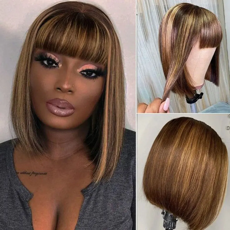 Ombre Blonde Short Bob Human Hair Wig With Bangs Peruvian Remy Straight Machine Wig Cute Bob Cut Pre Plucked Natural Hairline
Ombre Blonde Short Bob Human Hair Wig With Bangs Peruvian Remy Straight Machine Wig Cute Bob Cut Pre Plucked Natural Hairline