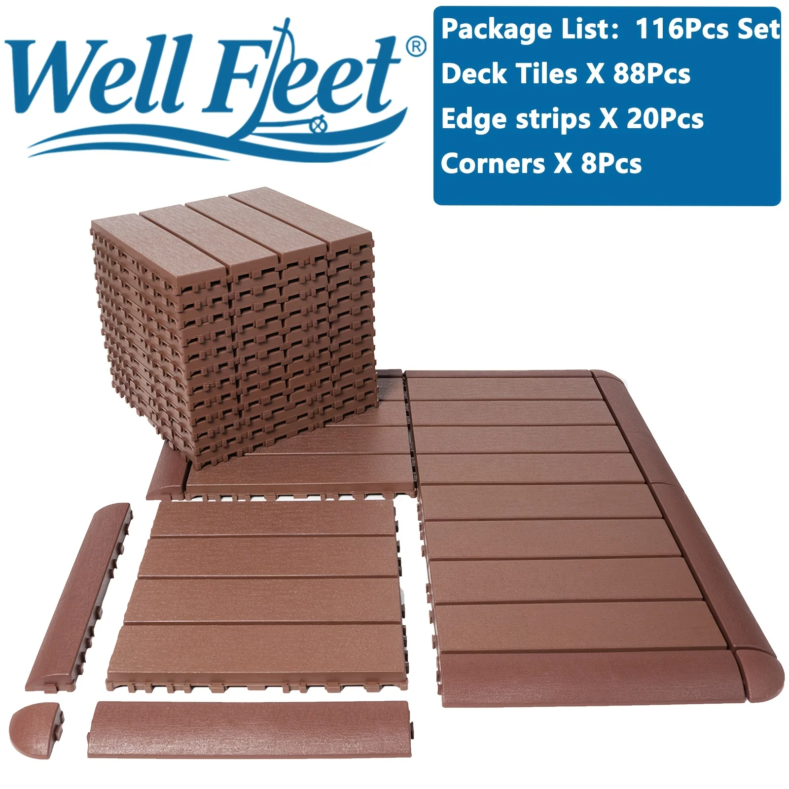 116Pack Set Waterproof Plastic Interlocking Deck Tiles with Side Strips And R Corners, 12" Interlocking Patio Deck Tiles, Easy to Install, Non-Slip Drainage Holes for Patio/Poolside/Garage/Gym, Restroom, Bathroom, Kitchen, Pool, Garage, Wet Areas
116Pack Set Waterproof Plastic Interlocking Deck Tiles with Side Strips And R Corners, 12" Interlocking Patio Deck Tiles, Easy to Install, Non-Slip Drainage Holes for Patio/Poolside/Garage/Gym, Restroom, Bathroom, Kitchen, Pool, Garage, Wet Areas