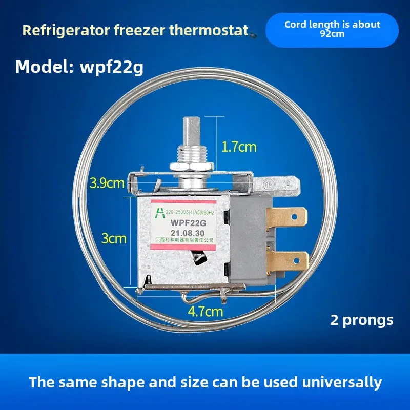Refrigerator thermostat WPF22G wire length 92cm 2 pins
Refrigerator thermostat WPF22G wire length 92cm 2 pins