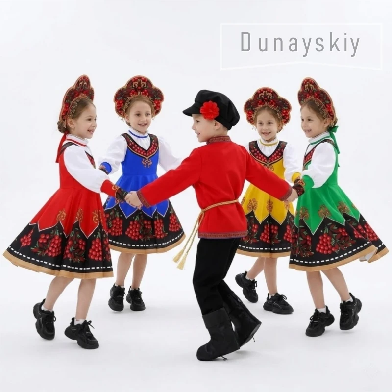 Traditional Russian Folk Dance Costume with Headdress Russian Peasant Style Halloween Costume Stage Performance Outfit 3-Piece
Traditional Russian Folk Dance Costume with Headdress Russian Peasant Style Halloween Costume Stage Performance Outfit 3-Piece
