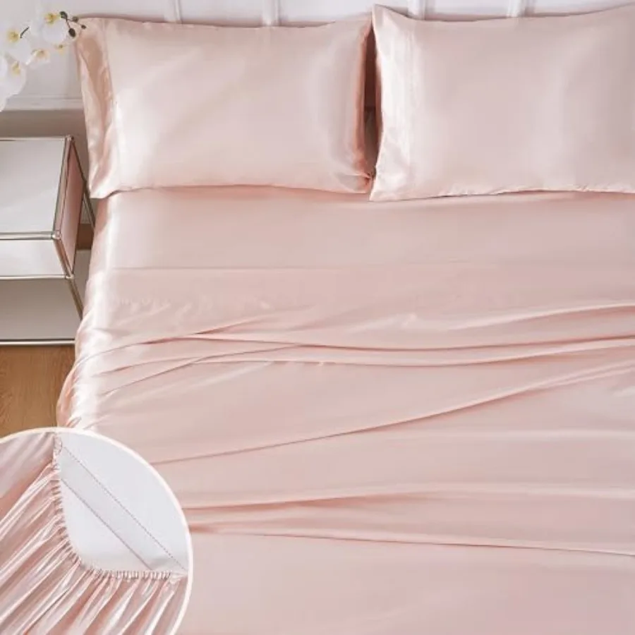 Silk Satin Sheets, Silky Fitted Bed Sheets with 15" Deep Pocket and Non-Slip Corner Straps, Luxury Hotel Satin Bed Sheets, Cool
Silk Satin Sheets, Silky Fitted Bed Sheets with 15" Deep Pocket and Non-Slip Corner Straps, Luxury Hotel Satin Bed Sheets, Cool