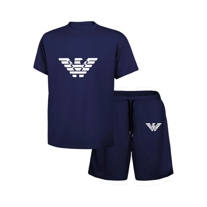 New summer men's two-piece suit fashionable casual clothing short-sleeved T-shirt and shorts sports running clothing
New summer men's two-piece suit fashionable casual clothing short-sleeved T-shirt and shorts sports running clothing