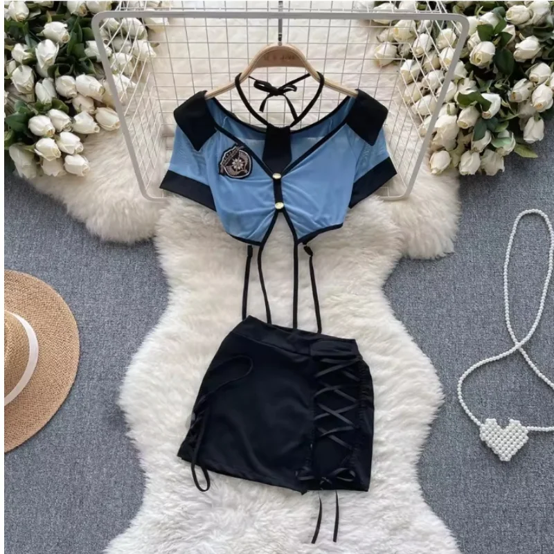 Women's 2 Piece Outfits Short Sleeve Top and High Waist Skirt Fashion Uniforms Style Badge Design for Party Casual Wear
Women's 2 Piece Outfits Short Sleeve Top and High Waist Skirt Fashion Uniforms Style Badge Design for Party Casual Wear