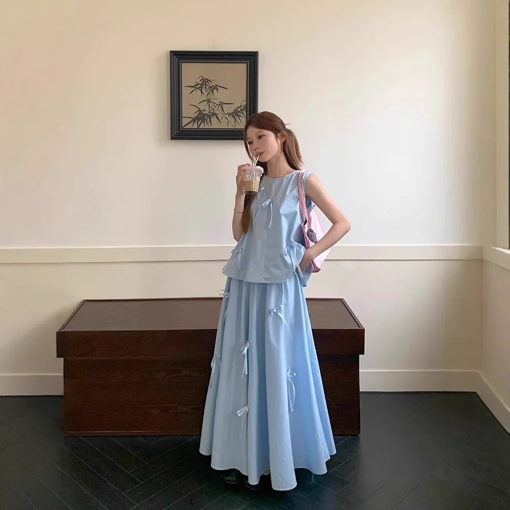 Fashion Suit Women's 2026 New Three-dimensional Bow Sleeveless Top Long Skirt Two-piece Set
Fashion Suit Women's 2026 New Three-dimensional Bow Sleeveless Top Long Skirt Two-piece Set