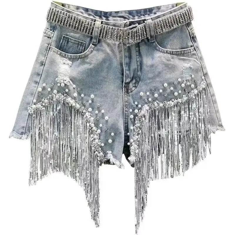 Denim Shorts Women's Spring Summer Clothes New European High Waist Heavy Industry Beaded Sequined Fringed Broken Copper Jeans
Denim Shorts Women's Spring Summer Clothes New European High Waist Heavy Industry Beaded Sequined Fringed Broken Copper Jeans
