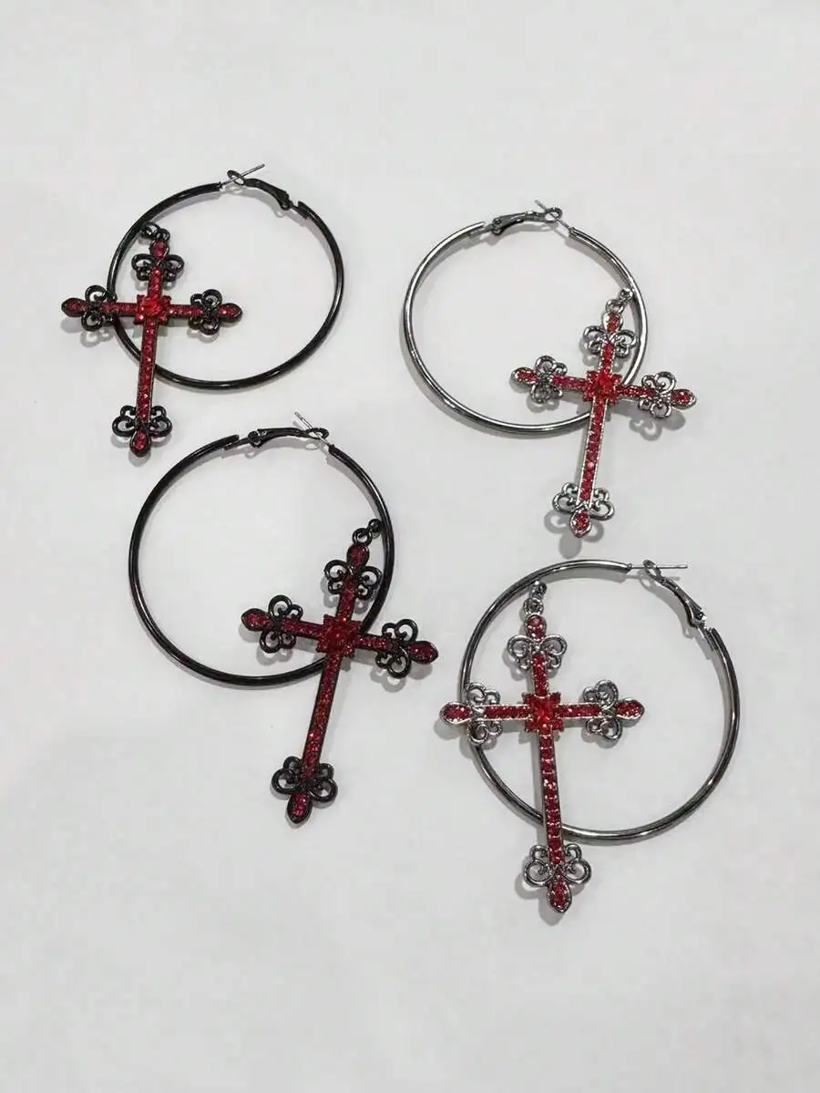 Retro Alloy Gothic Cross Crystal Hoop Earrings For Women Fashion Daily Party Wear
Retro Alloy Gothic Cross Crystal Hoop Earrings For Women Fashion Daily Party Wear