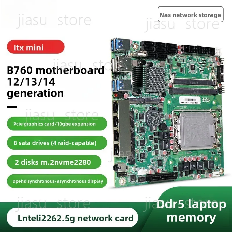 B760 Q670 Mini ITX NAS Motherboard 8 SATA Bay Support 12th 13th 14th Gen LGA1700 CPU Storage Server Mainboard
B760 Q670 Mini ITX NAS Motherboard 8 SATA Bay Support 12th 13th 14th Gen LGA1700 CPU Storage Server Mainboard
