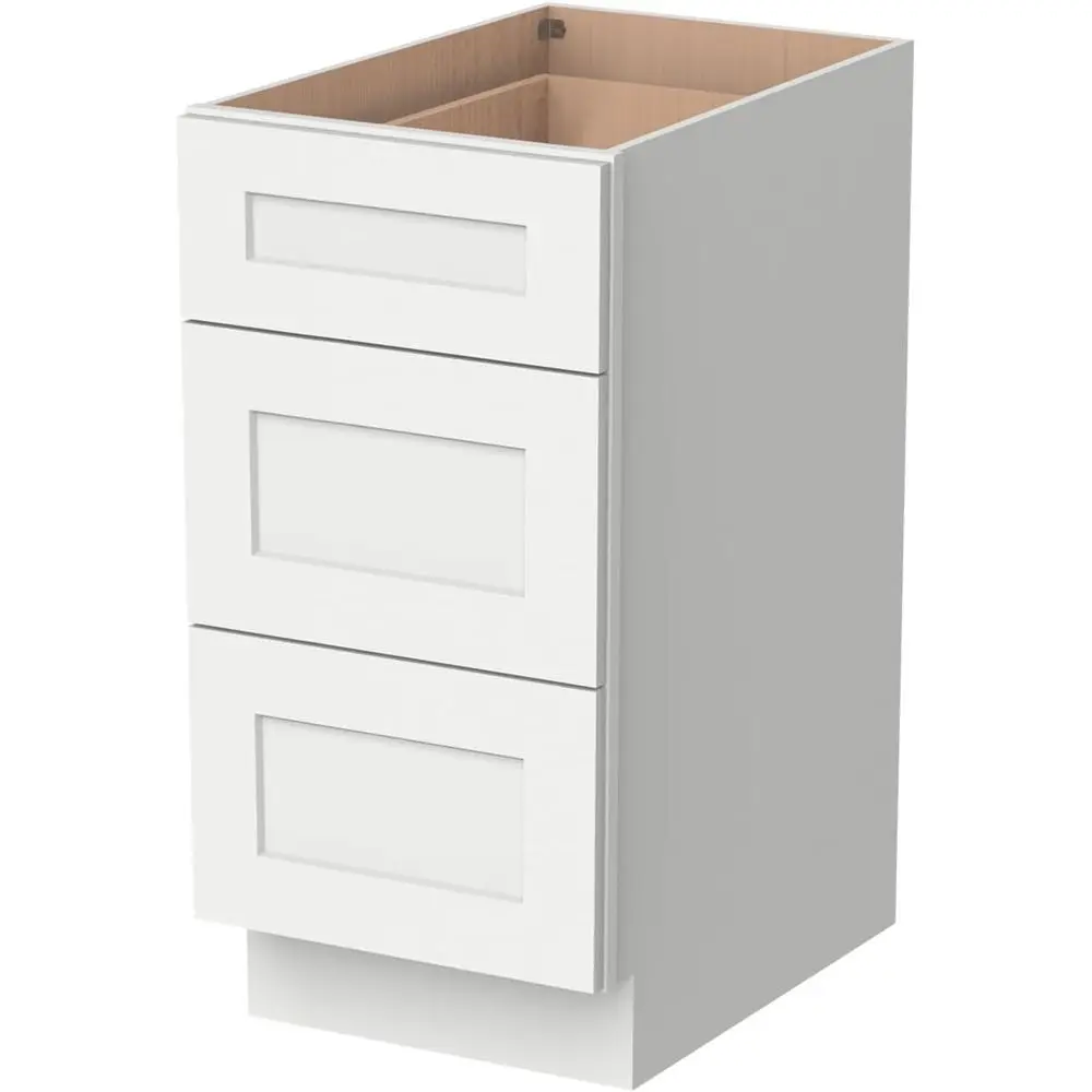 Solid Wood & Plywood 3-Drawer Base Cabinet with Full-Extension Glides, 12W x 24D x 34.5H, White Finish
Solid Wood & Plywood 3-Drawer Base Cabinet with Full-Extension Glides, 12W x 24D x 34.5H, White Finish