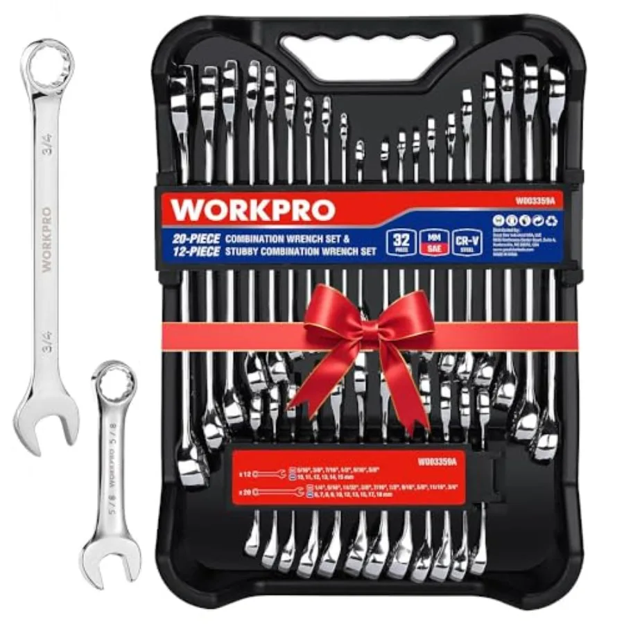 32-Piece SAE and Metric Combination Wrenches Set, 20-Piece Standard wrenches and 12-Piece Stubby Wrenches with Organizer Tray,
32-Piece SAE and Metric Combination Wrenches Set, 20-Piece Standard wrenches and 12-Piece Stubby Wrenches with Organizer Tray,