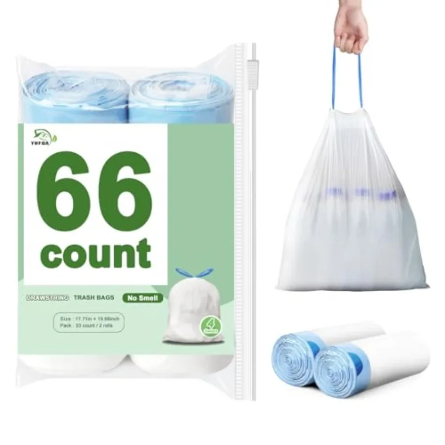 66 Count Small Trash Bags, 4 Gallon Drawstring, White Bathroom Garbage Bags, Tear-Free, Plastic Wastebasket Liners, For Toilet
66 Count Small Trash Bags, 4 Gallon Drawstring, White Bathroom Garbage Bags, Tear-Free, Plastic Wastebasket Liners, For Toilet