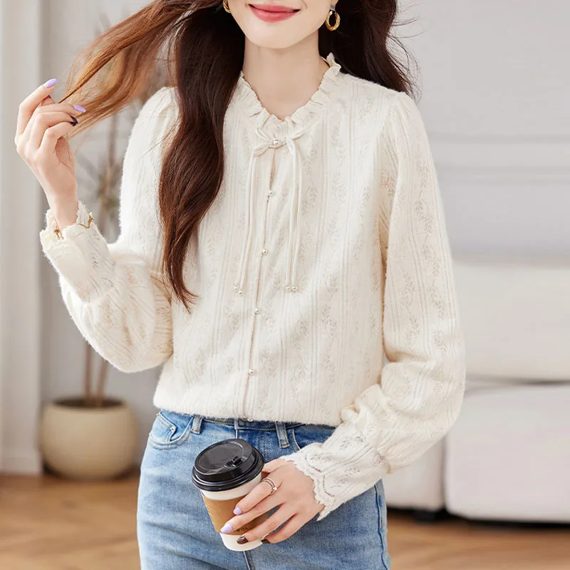 Fashion Long Sleeve Ruffled Women Shirt Lace Shirt Blouse Women Tops Blouses Shirts Blusas Para Mujer Camisas Blusa Blusas M438
Fashion Long Sleeve Ruffled Women Shirt Lace Shirt Blouse Women Tops Blouses Shirts Blusas Para Mujer Camisas Blusa Blusas M438