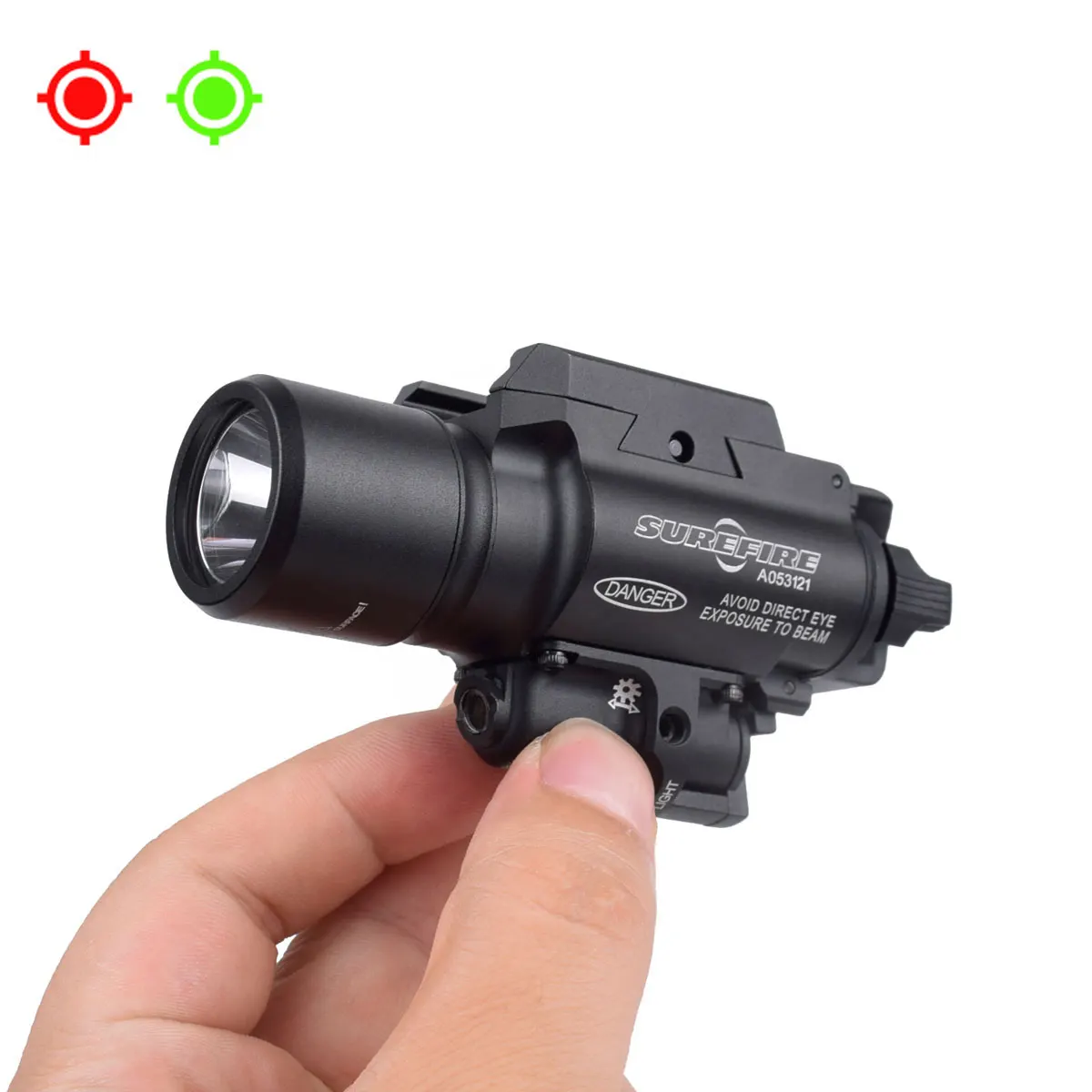 Tactical LED Scout Light Surefire X400 Pistol Flashlight Red/Green Dot Sight Night Weapon Handgun Picatinny Rail Rifle Torch
Tactical LED Scout Light Surefire X400 Pistol Flashlight Red/Green Dot Sight Night Weapon Handgun Picatinny Rail Rifle Torch