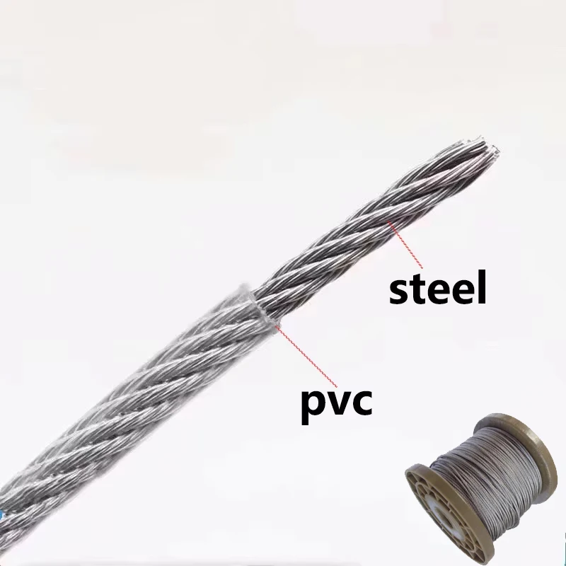 50M/roll 0.8-3mm PVC Coated Flexible Steel Stranded Wire Rope Soft Cable Transparent Stainless Steel Clothesline 7x7 Structure
50M/roll 0.8-3mm PVC Coated Flexible Steel Stranded Wire Rope Soft Cable Transparent Stainless Steel Clothesline 7x7 Structure