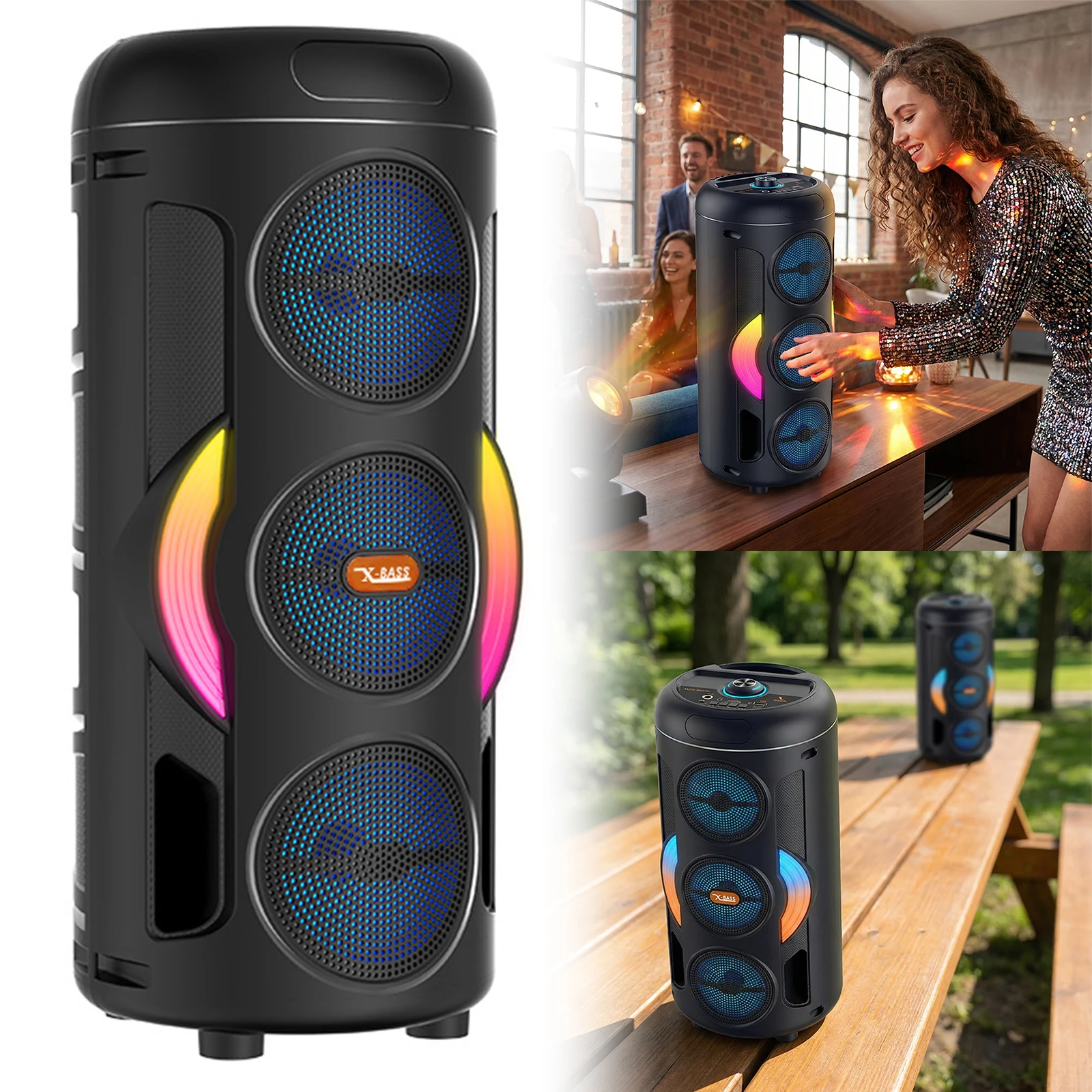 Портативная Bluetooth-колонка с проводным микрофоном, поддержкой TWS/AUX/USB/TF-карт/FM-радио для вечеринок, активного отдыха, кемпинга и использования на заднем дворе
Портативная Bluetooth-колонка с проводным микрофоном, поддержкой TWS/AUX/USB/TF-карт/FM-радио для вечеринок, активного отдыха, кемпинга и использования на заднем дворе