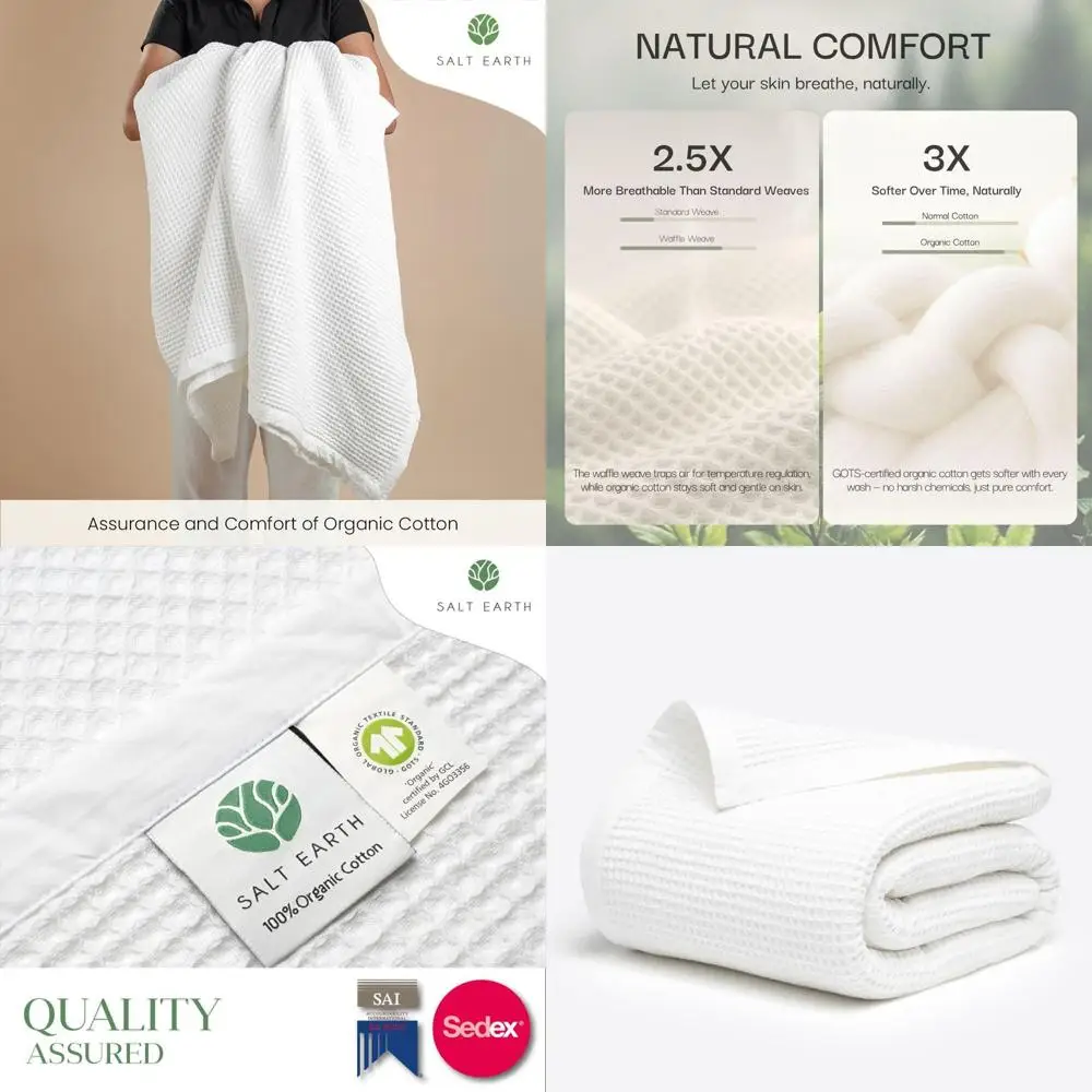 100% Organic Cotton Waffle Throw Blanket, 90x90, Modern & Cozy, All-Season Softness, Snow White
100% Organic Cotton Waffle Throw Blanket, 90x90, Modern & Cozy, All-Season Softness, Snow White