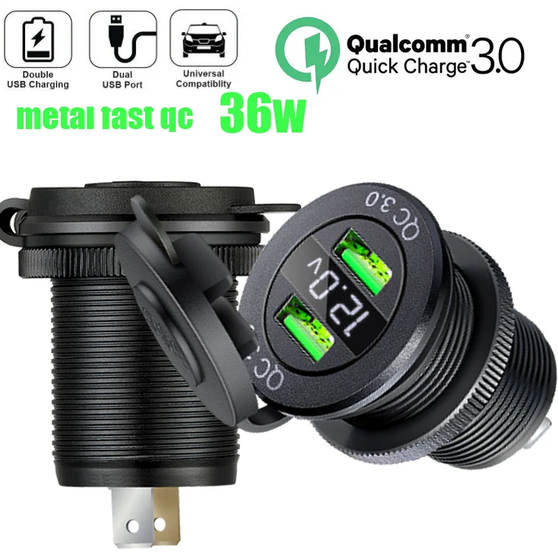 36W QC3.0 display charger Built-in usb car socket metal motorcycle voltmeter adapter
36W QC3.0 display charger Built-in usb car socket metal motorcycle voltmeter adapter