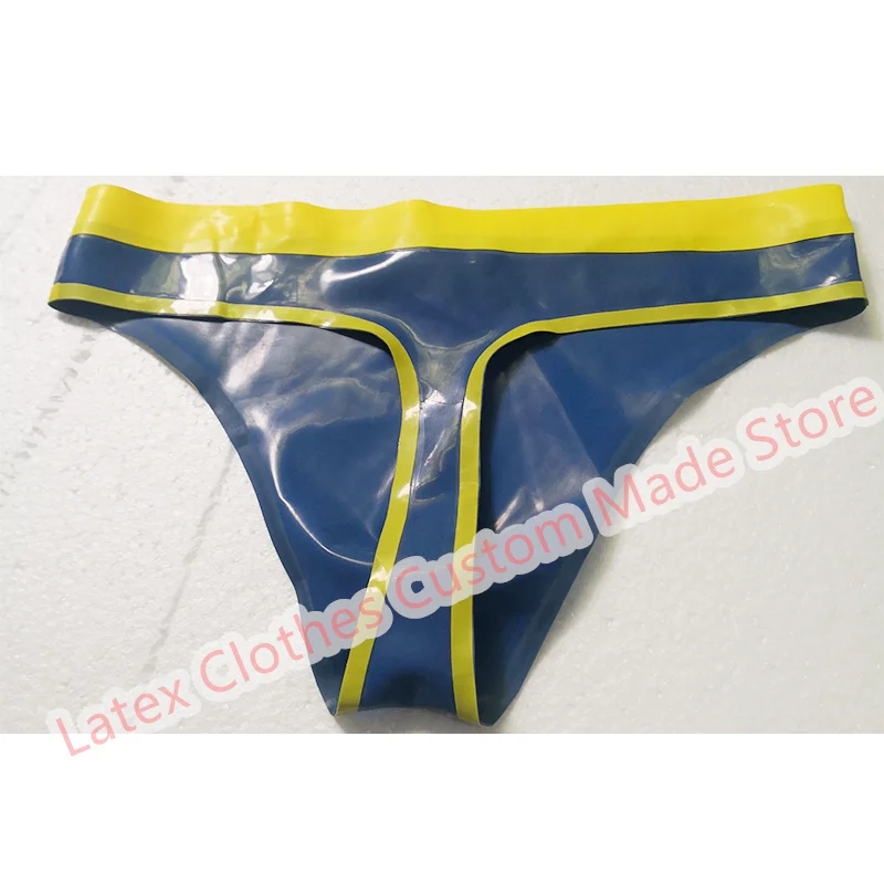 Sexy Latex Briefs Rubber Shorts Underwear for Men Wear Thong G-string Blue with Yellow
Sexy Latex Briefs Rubber Shorts Underwear for Men Wear Thong G-string Blue with Yellow