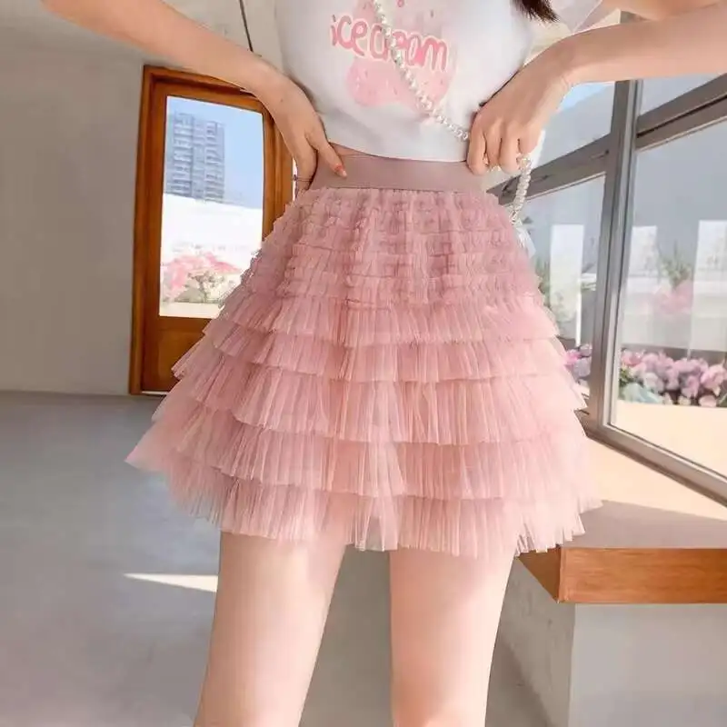 Korean Style Women Summer Solid Color Mesh Short Skirt With Shorts Female 2025 Fashion High Waist Sweet Cute Tulle A-line Skirts
Korean Style Women Summer Solid Color Mesh Short Skirt With Shorts Female 2025 Fashion High Waist Sweet Cute Tulle A-line Skirts