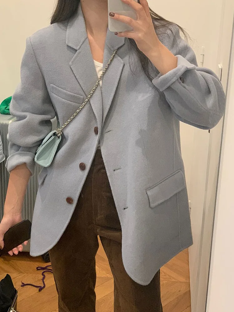 Korea East Gate Autumn/Winter Suit Collar Single breasted Loose Double sided Short Wool Coat Women
Korea East Gate Autumn/Winter Suit Collar Single breasted Loose Double sided Short Wool Coat Women