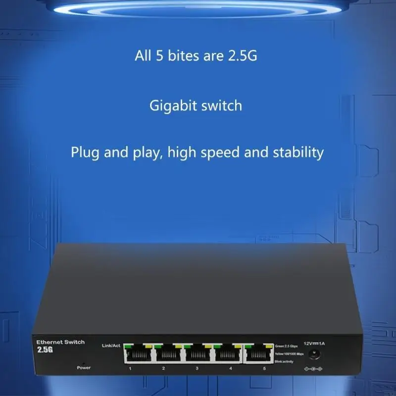 B0KF 5-Port 2.5Ghz Gigabit Desktop Switches Box BufferFree Fast File Transfers and Entertainment LagFree 2.5Ghz HUB
B0KF 5-Port 2.5Ghz Gigabit Desktop Switches Box BufferFree Fast File Transfers and Entertainment LagFree 2.5Ghz HUB