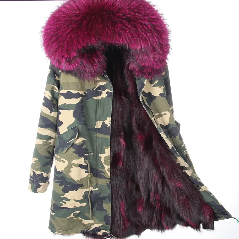 Winter Women Camouflage fur Long Slim Parkas With Real fox Fur Liner And Large Raccoon Fur Collar Hooded Brand Quuality
Winter Women Camouflage fur Long Slim Parkas With Real fox Fur Liner And Large Raccoon Fur Collar Hooded Brand Quuality