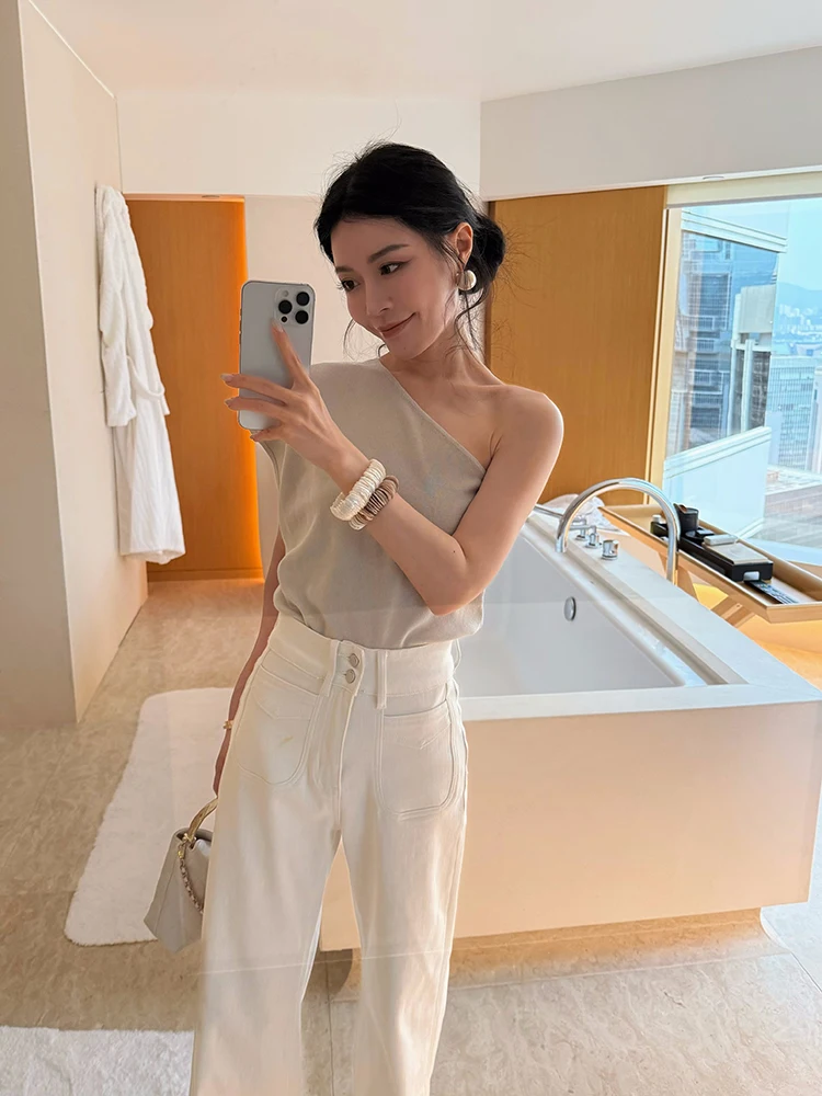 Loose Fit Two Tone Silk Wool Knit Top Asymmetrical oulder Design Simple Commute Sle Women's Faion Summer irt
Loose Fit Two Tone Silk Wool Knit Top Asymmetrical oulder Design Simple Commute Sle Women's Faion Summer irt