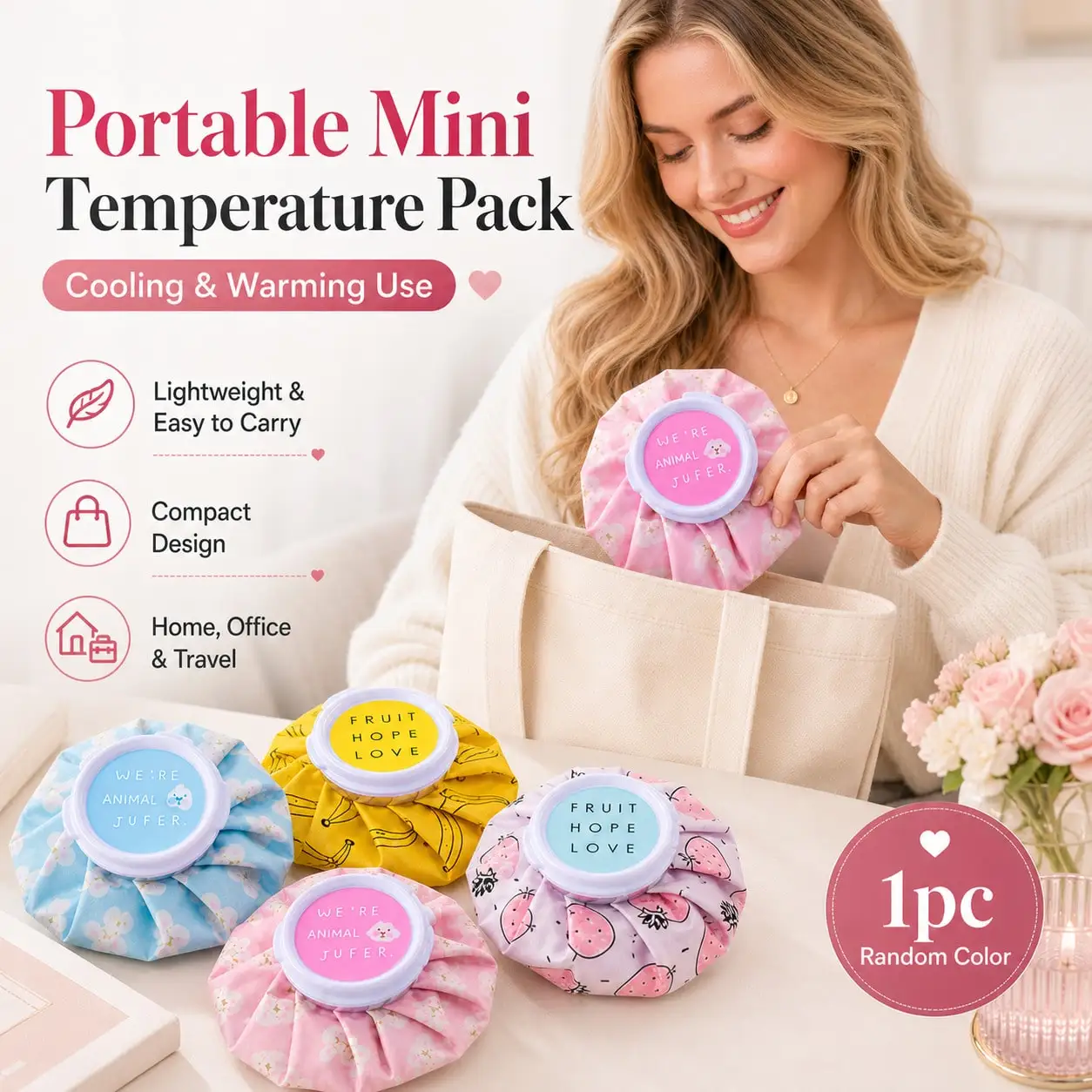 1pc Portable Mini Temperature Pack, Compact Cooling And Warming Pack With Soft Fabric Cover And Twist-Top Opening, Lightweight Personal Care Accessory For Home, Office, Gym Bag, Travel, Desk, Handbag And Everyday Use, Random Color
1pc Portable Mini Temperature Pack, Compact Cooling And Warming Pack With Soft Fabric Cover And Twist-Top Opening, Lightweight Personal Care Accessory For Home, Office, Gym Bag, Travel, Desk, Handbag And Everyday Use, Random Color