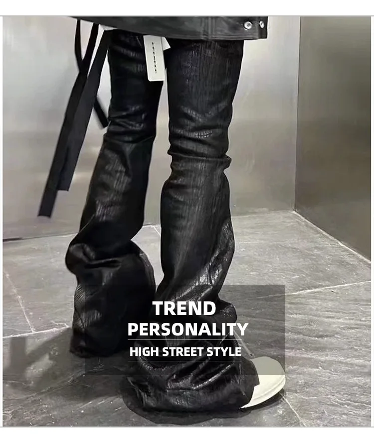 Men's clothing women's high street trousers men's and women's back streamer tide coating elastic horn micro-pull jeans
Men's clothing women's high street trousers men's and women's back streamer tide coating elastic horn micro-pull jeans