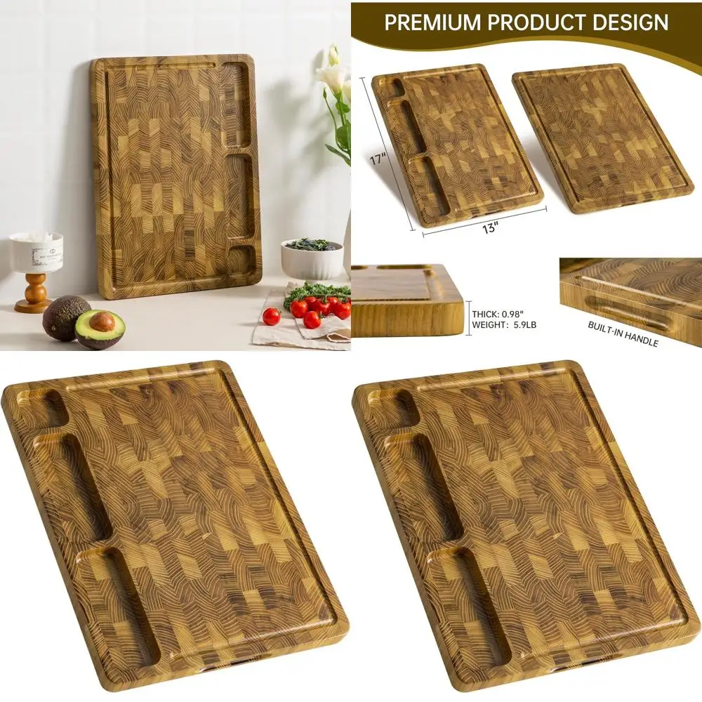 Large Double-Sided Teak Wood Chopping Board, 17x13x1, End Grain, Thick Charcuterie Serving & Meal Prep Board with Handle & Gift
Large Double-Sided Teak Wood Chopping Board, 17x13x1, End Grain, Thick Charcuterie Serving & Meal Prep Board with Handle & Gift
