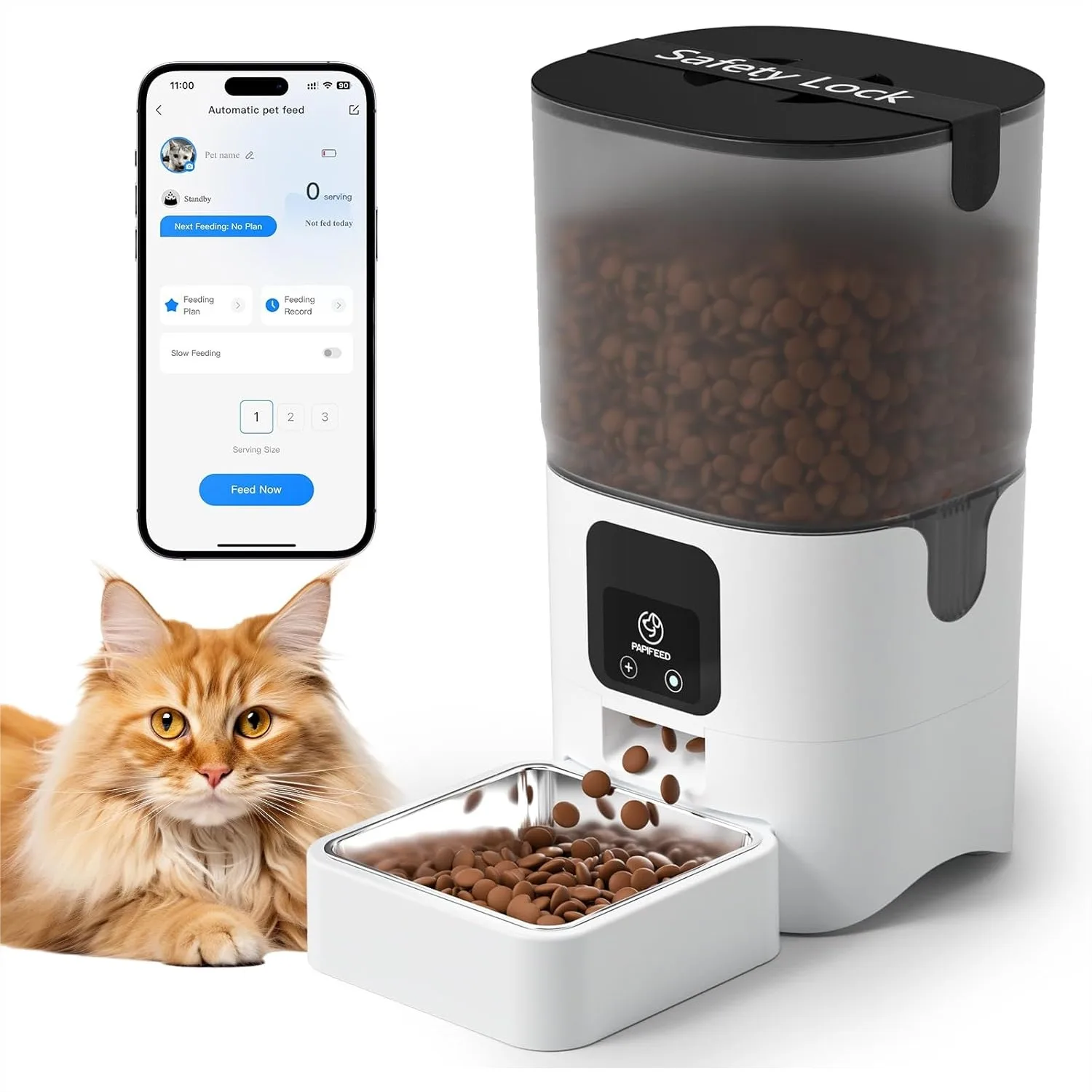 Automatic Cat Feeder with App, 2.4G WiFi Cat Food Dispenser, 6L Timed Feeder for Dry Food, 10 Meals/Day, 12 Portions/Meal, Dual
Automatic Cat Feeder with App, 2.4G WiFi Cat Food Dispenser, 6L Timed Feeder for Dry Food, 10 Meals/Day, 12 Portions/Meal, Dual
