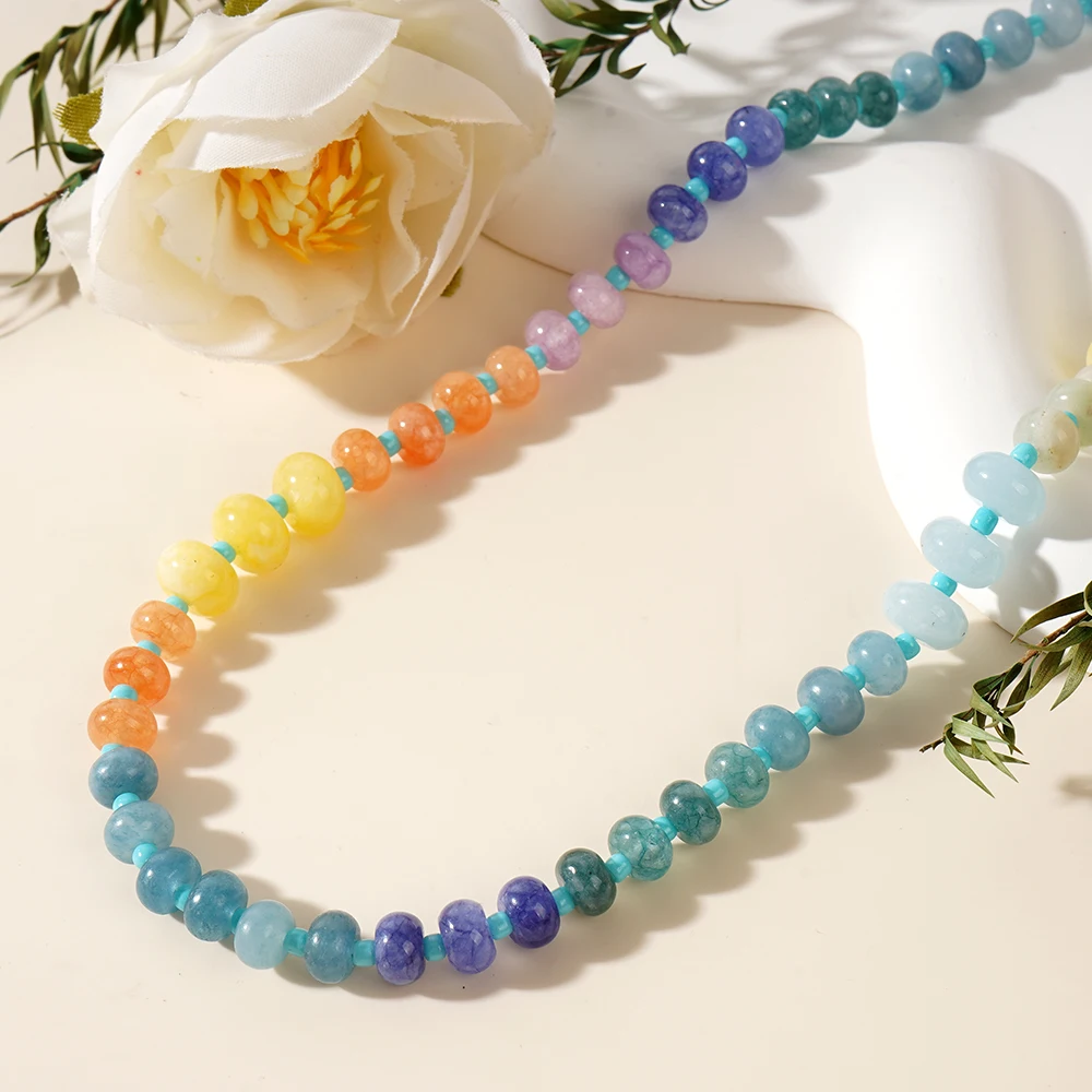 1PC Bohemian style luxurious rice beads, colorful abacus beads, women's beaded necklace
1PC Bohemian style luxurious rice beads, colorful abacus beads, women's beaded necklace