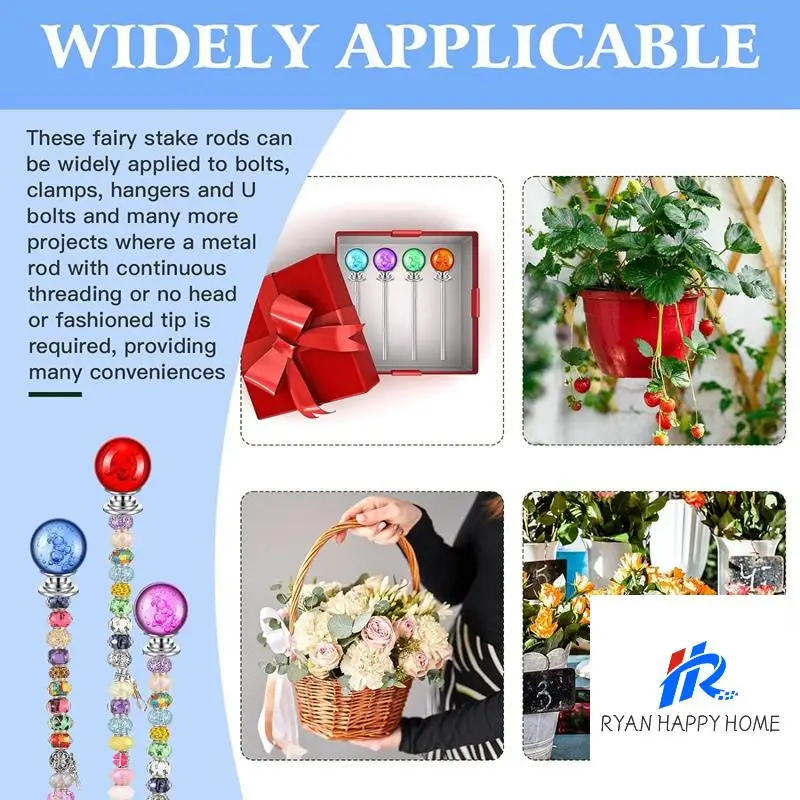 DIY Garden Beaded Stakes Wands Kit Include 8 Pcs 8/32 Inch 12 Inch Threaded Rods, 8 Pcs Hex Nuts And 8 Diamond Stopper
DIY Garden Beaded Stakes Wands Kit Include 8 Pcs 8/32 Inch 12 Inch Threaded Rods, 8 Pcs Hex Nuts And 8 Diamond Stopper