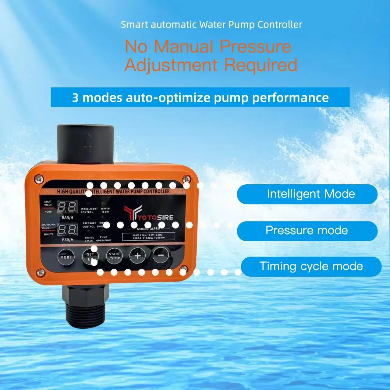 Water Pressure Switch, 110V Automatic Electronic Switch Control Water Pump Pressure Controller for Water Pump Blue
Water Pressure Switch, 110V Automatic Electronic Switch Control Water Pump Pressure Controller for Water Pump Blue