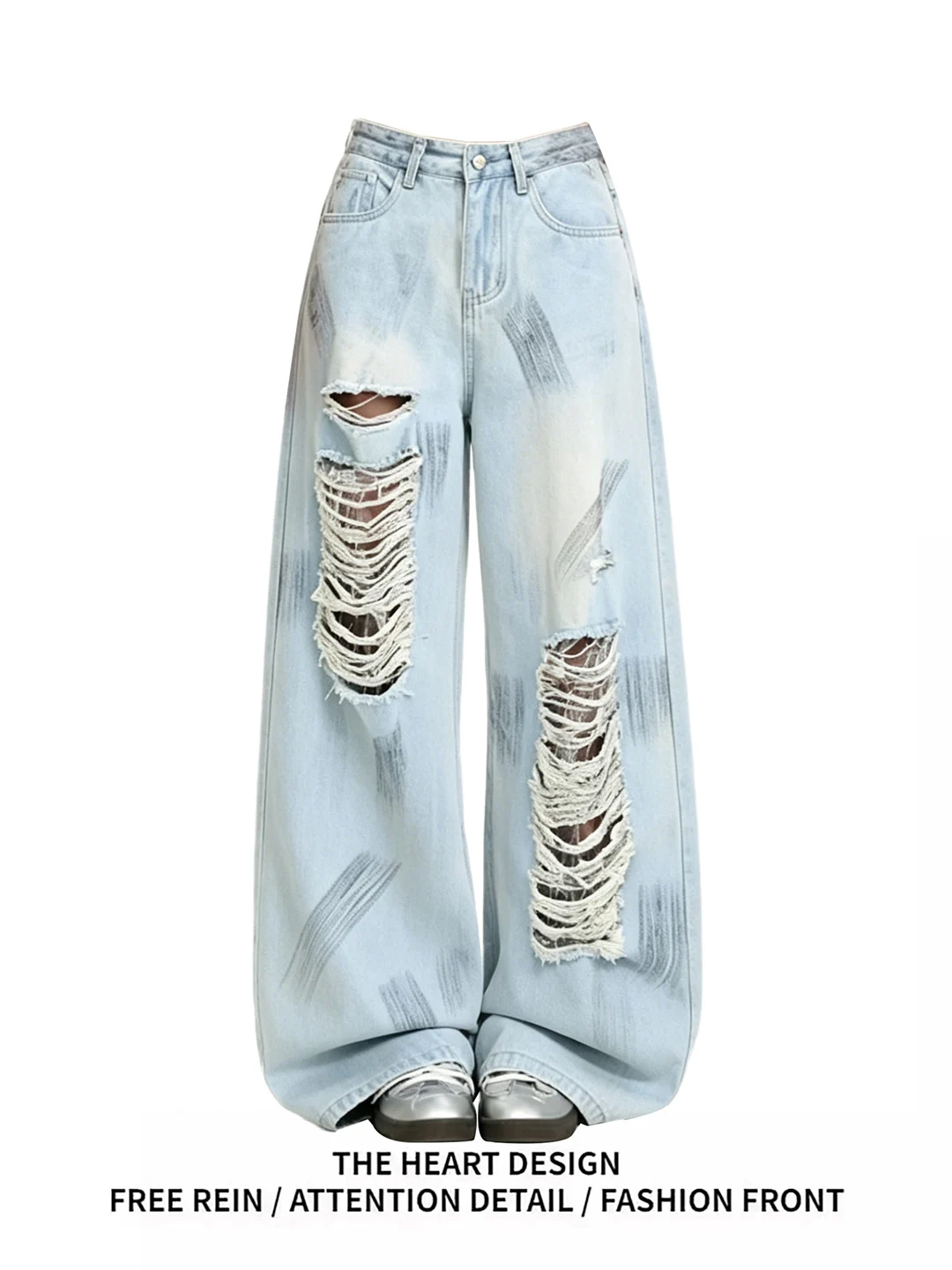 Stylish American Street Style Blue Jeans Hole Design Summer New Slimming Straight Leg Wide Leg Pants High Waist Zipper Closure
Stylish American Street Style Blue Jeans Hole Design Summer New Slimming Straight Leg Wide Leg Pants High Waist Zipper Closure
