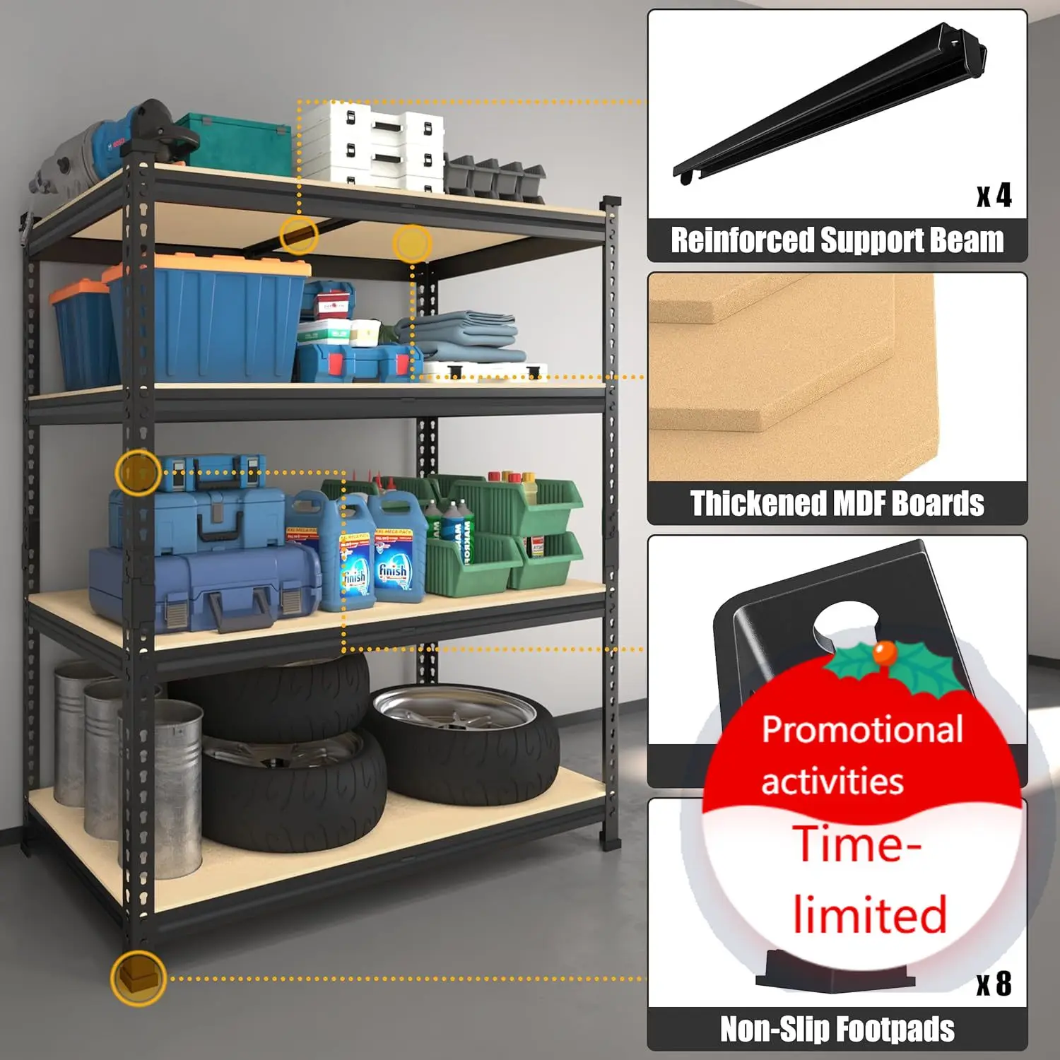 PrimeZone 40" W x 20" D x 59" H Heavy Duty Storage Shelves, 4 Tier Adjustable Garage Shelving Unit, Metal Organizer Shelf Utilit
PrimeZone 40" W x 20" D x 59" H Heavy Duty Storage Shelves, 4 Tier Adjustable Garage Shelving Unit, Metal Organizer Shelf Utilit