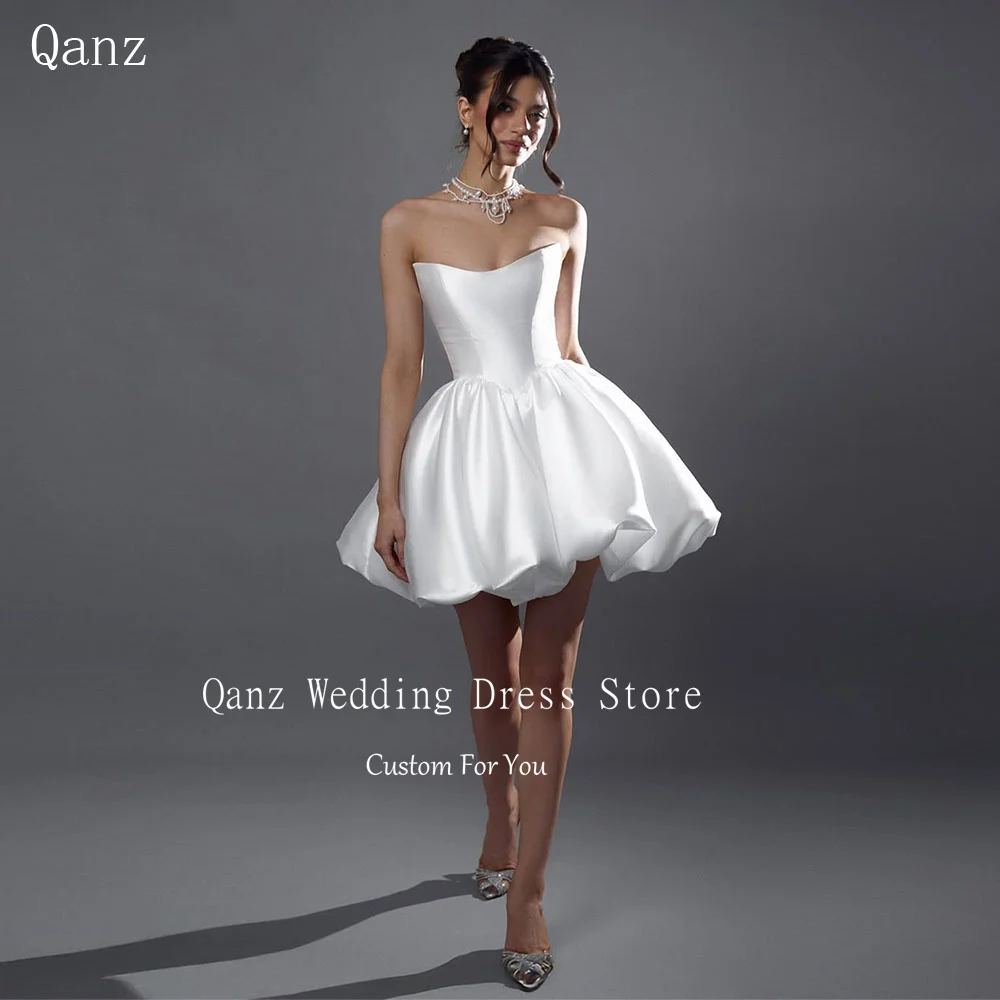 Qanz White Mini Wedding Dress Vintage Satin Short A Line Bridal Gowns Opne Back Puffy свадебное платье Customized
Qanz White Mini Wedding Dress Vintage Satin Short A Line Bridal Gowns Opne Back Puffy свадебное платье Customized
