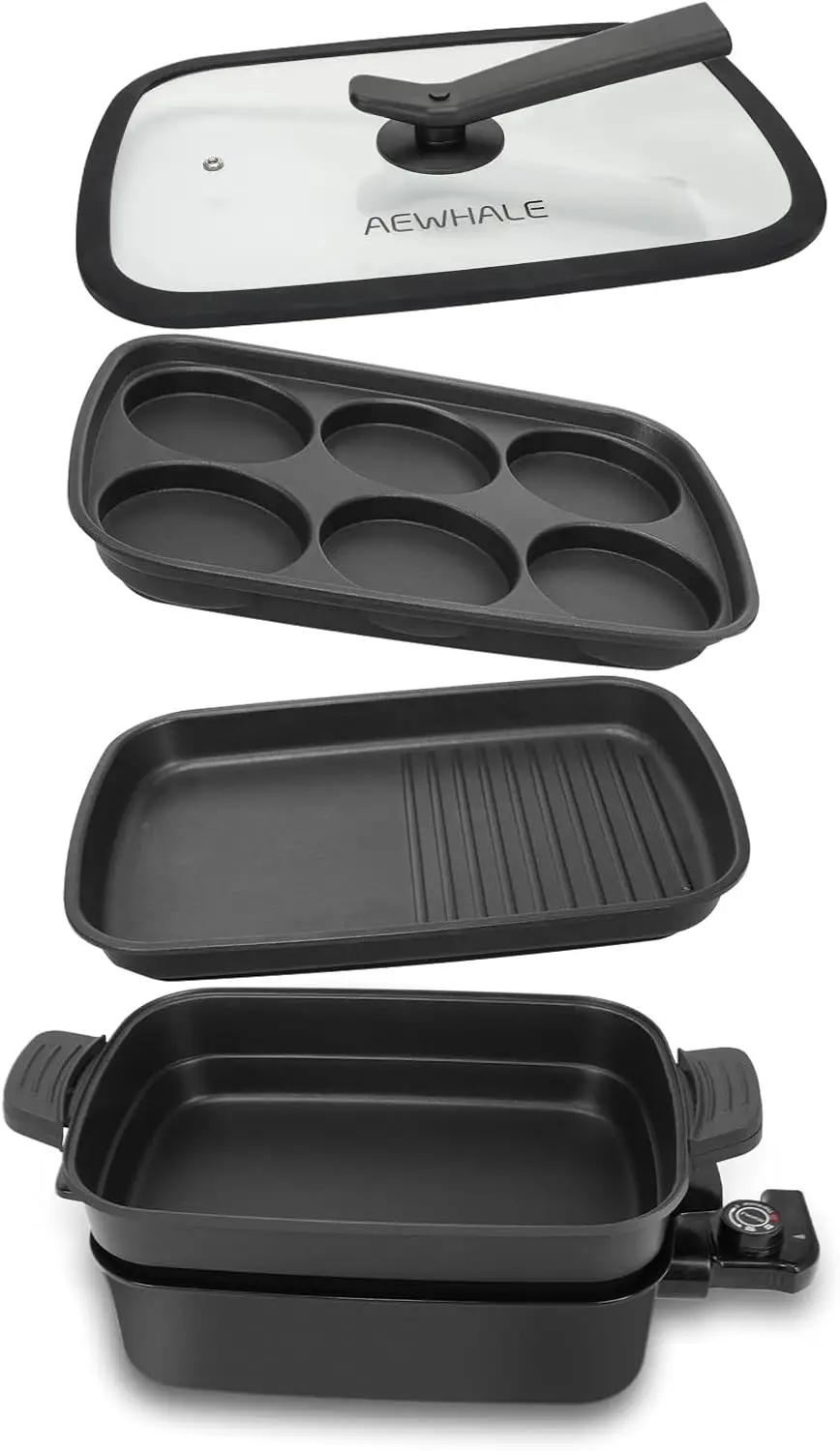 3-in-1 Multifunctional Electric Skillet Nonstick with Lids 1400W Party Griddle for Cooking Meats Pancake
3-in-1 Multifunctional Electric Skillet Nonstick with Lids 1400W Party Griddle for Cooking Meats Pancake