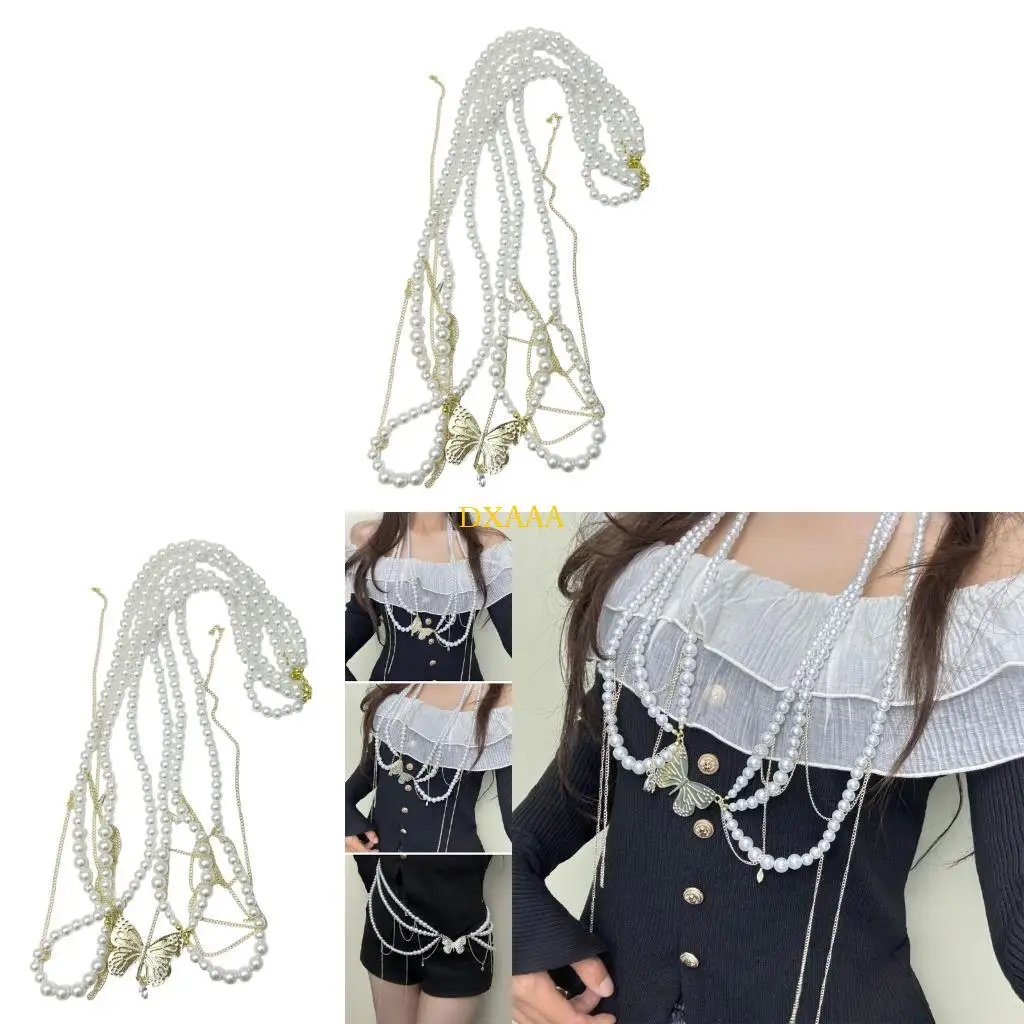 DXAA Artificial Pearls Waist Chain Butterfly Decors Waist Jewelry Women Long Necklace
DXAA Artificial Pearls Waist Chain Butterfly Decors Waist Jewelry Women Long Necklace