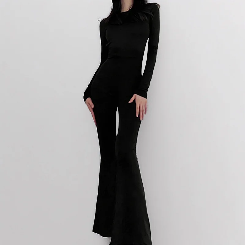 Women's Jumpsuit Long Sleeved Solid Color Fashionable Backless Slightly Flared Jumpsuit 2025 Autumn
Women's Jumpsuit Long Sleeved Solid Color Fashionable Backless Slightly Flared Jumpsuit 2025 Autumn
