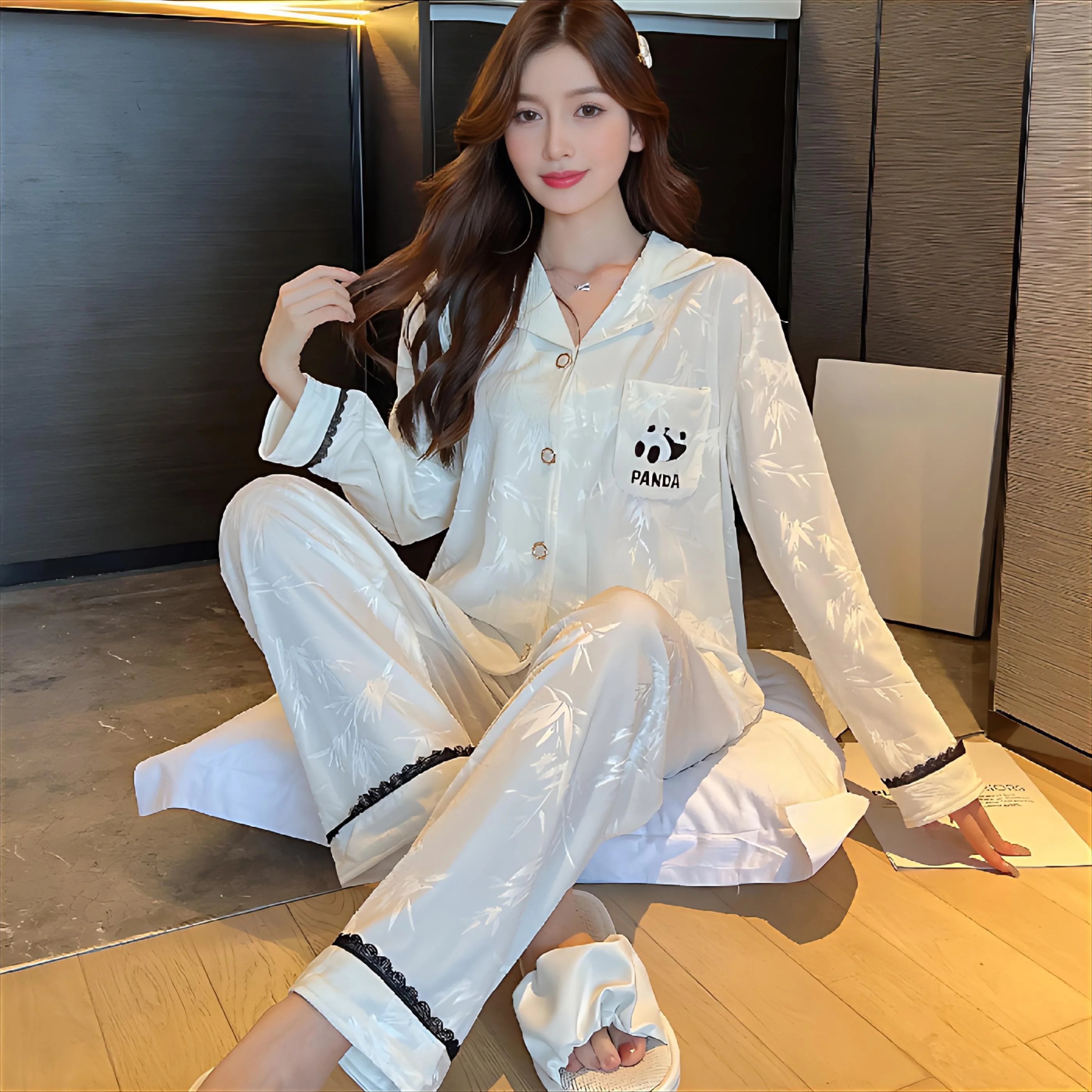 Pajama Sets Night Dress Women Seasonal Silky Cloud Pattern Sleep Set Transitional Weather Homewear Colourful Edge Off Shoulder
Pajama Sets Night Dress Women Seasonal Silky Cloud Pattern Sleep Set Transitional Weather Homewear Colourful Edge Off Shoulder