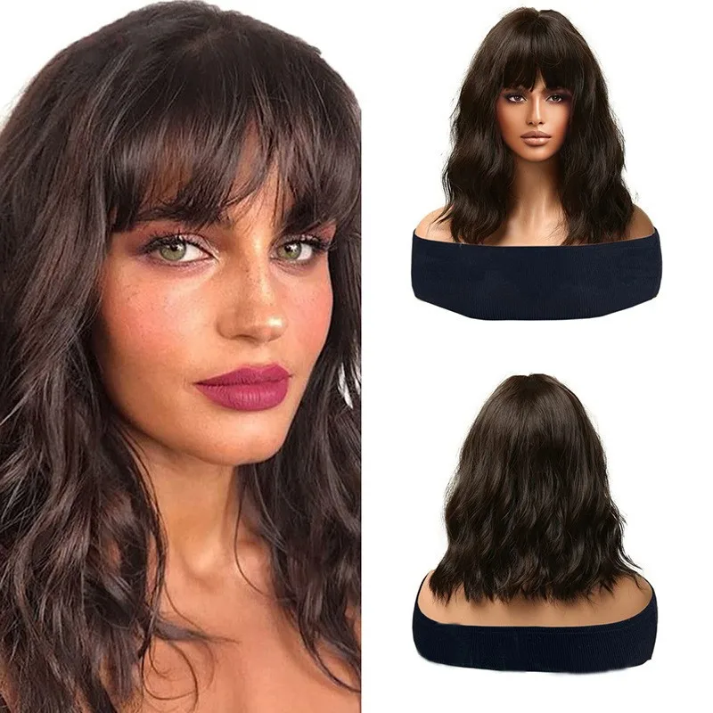 Short curly hair wig, European and American bangs curly hair, water ripple fluffy cross-border trend wig chemical fiber headgear
Short curly hair wig, European and American bangs curly hair, water ripple fluffy cross-border trend wig chemical fiber headgear
