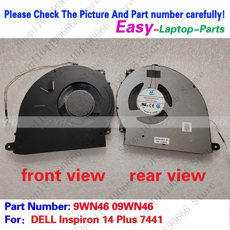 Notebook computer components New For DELL Inspiron 14 Plus 7441 CPU COOLING FAN 9WN46 09WN46.
Notebook computer components New For DELL Inspiron 14 Plus 7441 CPU COOLING FAN 9WN46 09WN46.