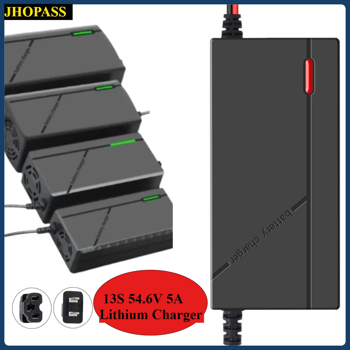 13S LED Display 54.6V 5A Smart lithium battery charger for Scooter E-bike Motorcycle Car & DC48V AC110-220V EU AU UK US plug 
13S LED Display 54.6V 5A Smart lithium battery charger for Scooter E-bike Motorcycle Car & DC48V AC110-220V EU AU UK US plug